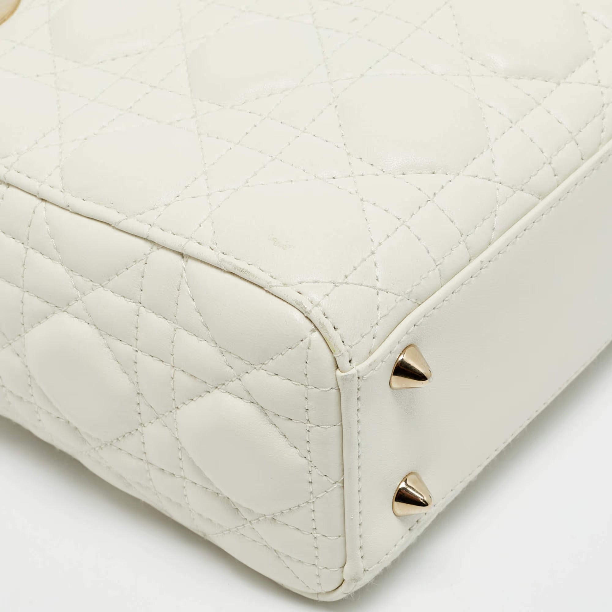 Dior Lady Dior My ABCDior Small White Cannage Leather Tote