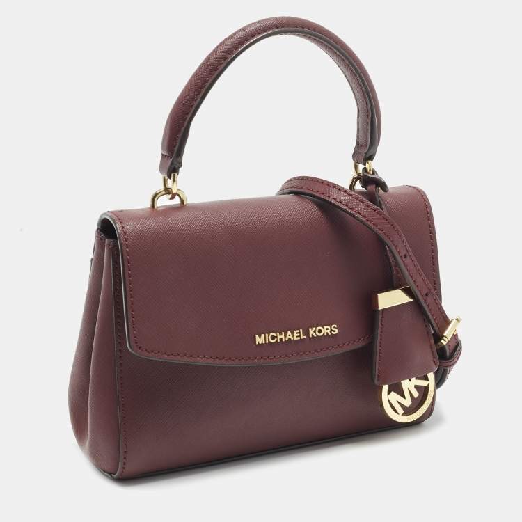 Michael Kors Ava Mini Burgundy Leather Top Handle Bag
