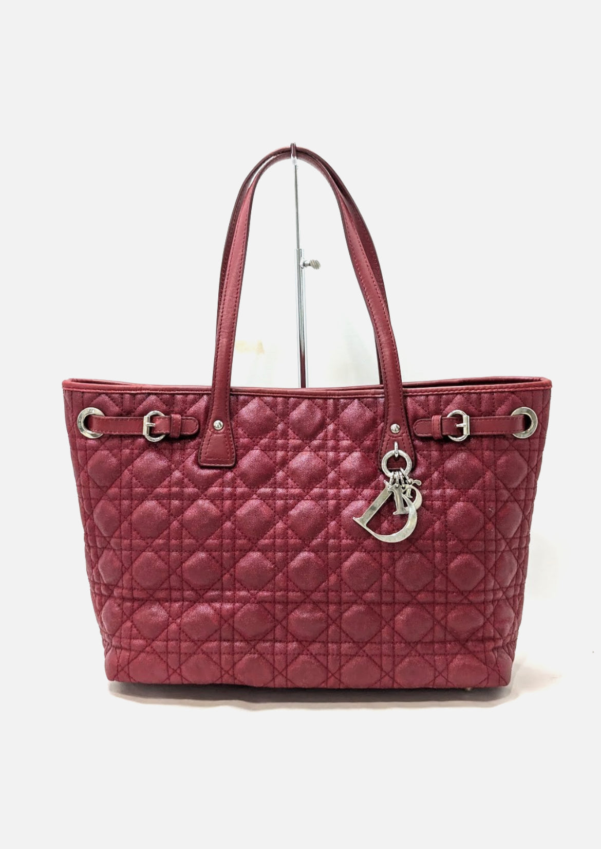 Christian Dior Cannage Panarea Leather Tote Bag Red