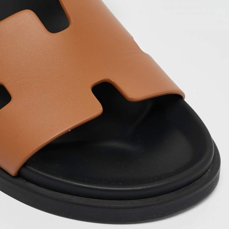 Hermès Brown Leather Chypre Sandals Size 39