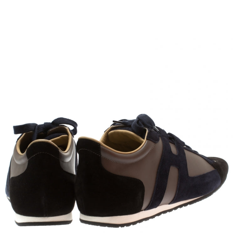 Hermes Tricolor Leather And Suede Tie Break Sneakers Size 45