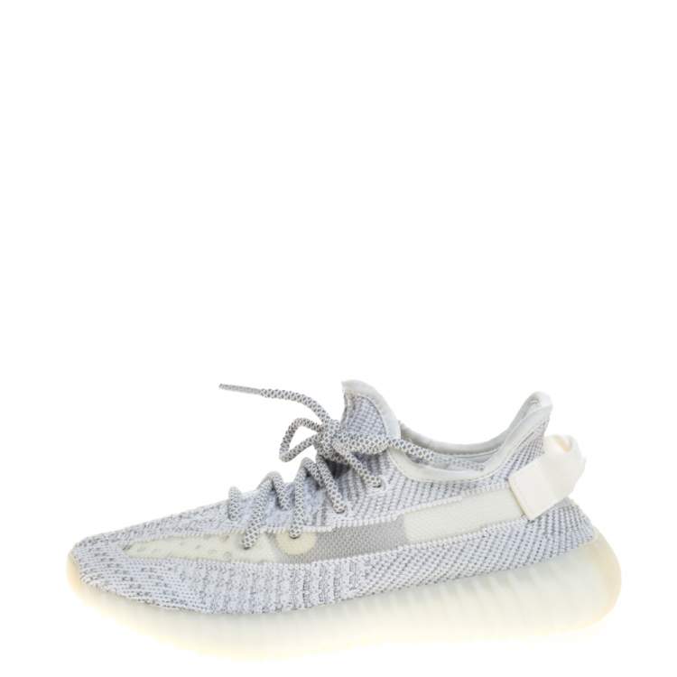 Yeezy x Adidas Grey/White Cotton Knit Boost 350 V2 Static Reflective Sneakers Size 38