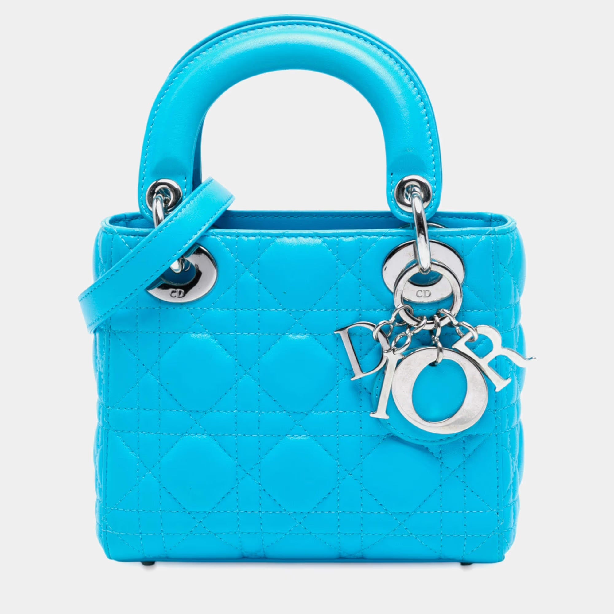 Dior Blue Mini Lambskin Cannage Lady Dior