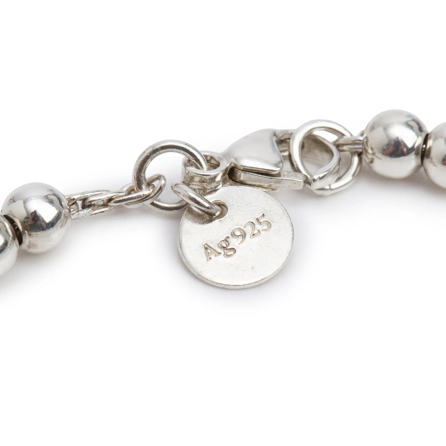 Tiffany & Co Sterling Silver Return to Tiffany Mini Heart Tag 4 MM Bead Bracelet with Blue Enamel