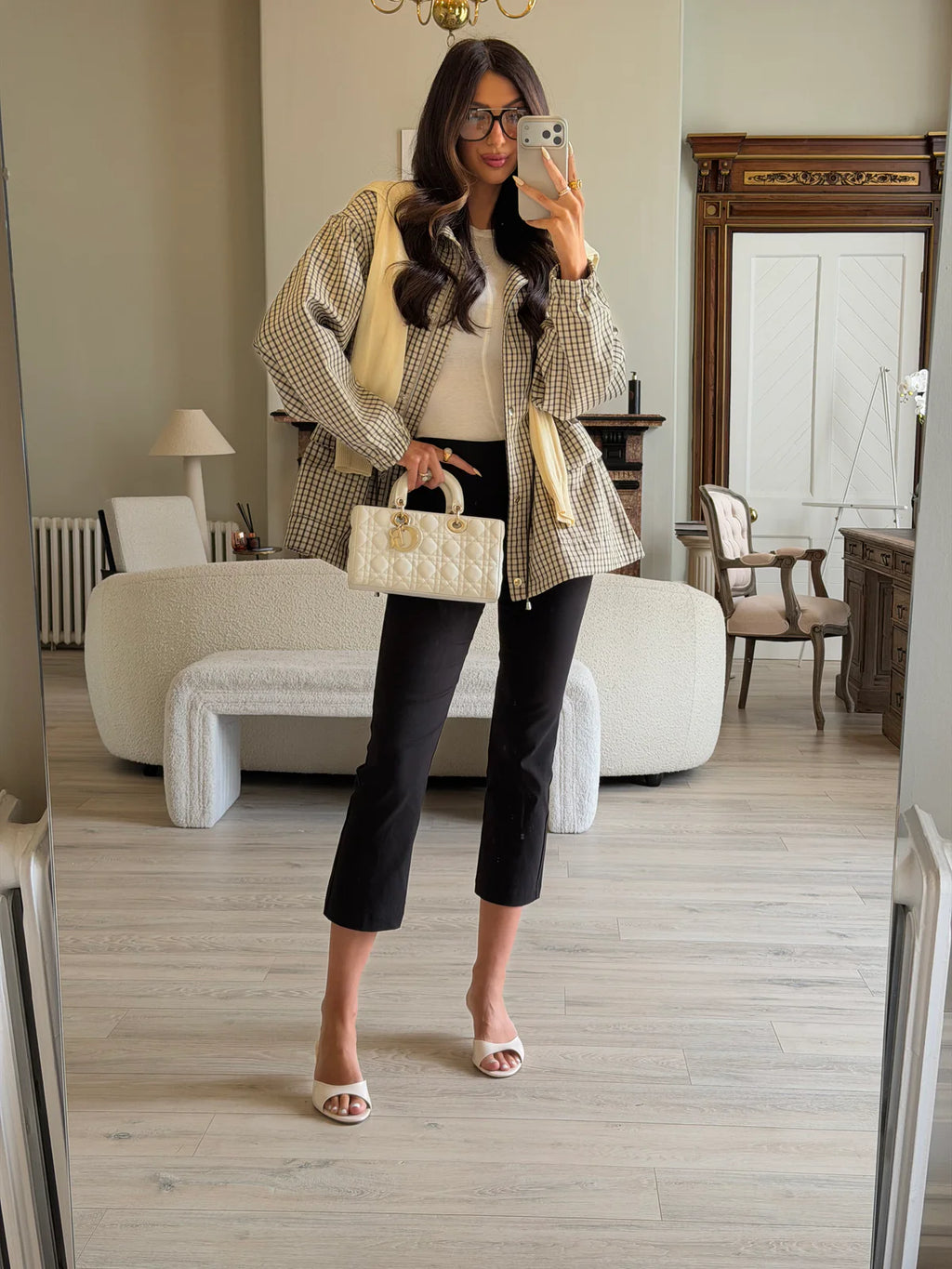 CHRISTIAN DIOR MEDIUM D-JOY BAG IN LATTE WITH PALE GOLD HARDWARE