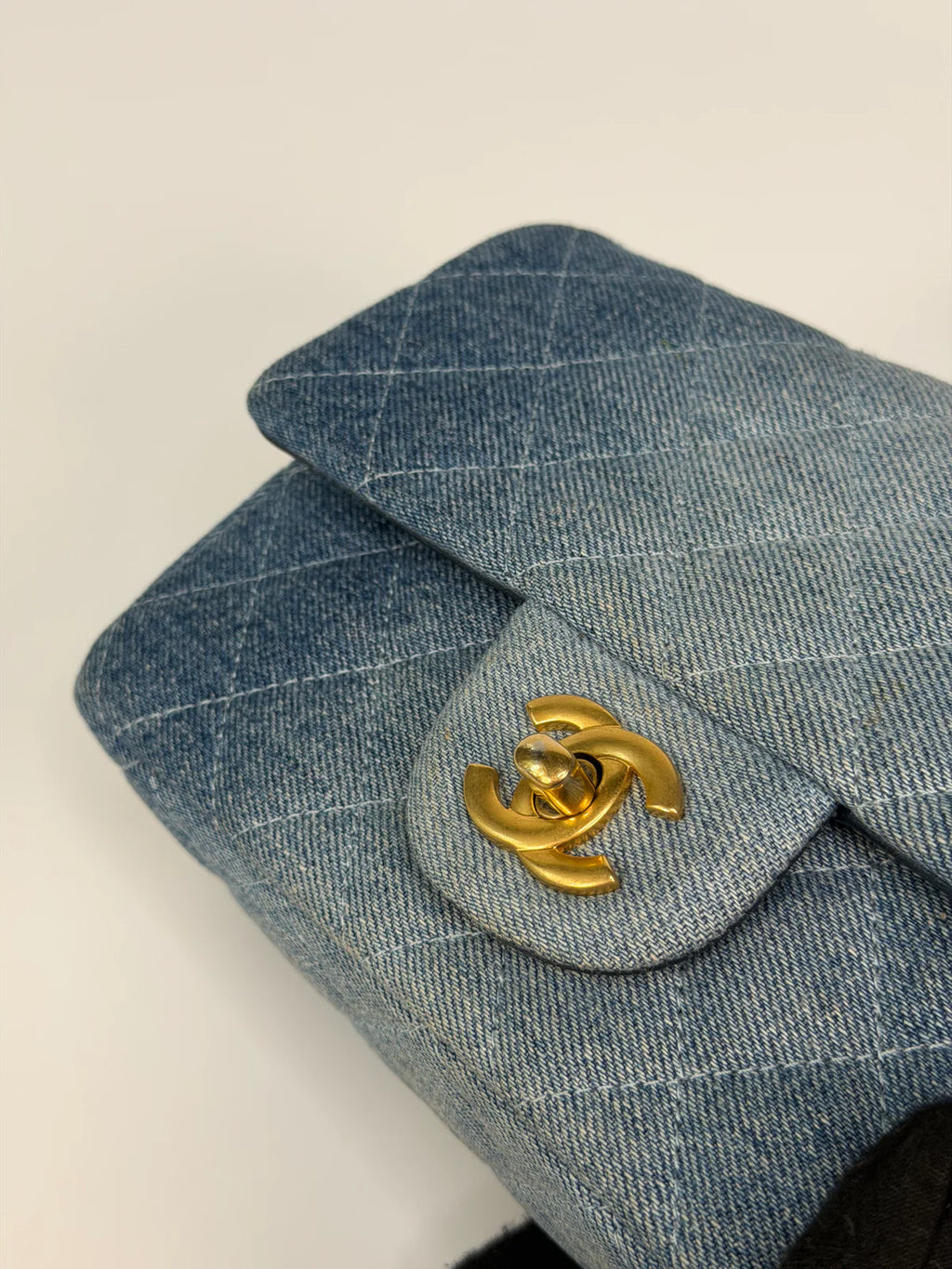 CHANEL MINI RECTANGLE IN BLUE DENIM WITH GOLD HARDWARE
