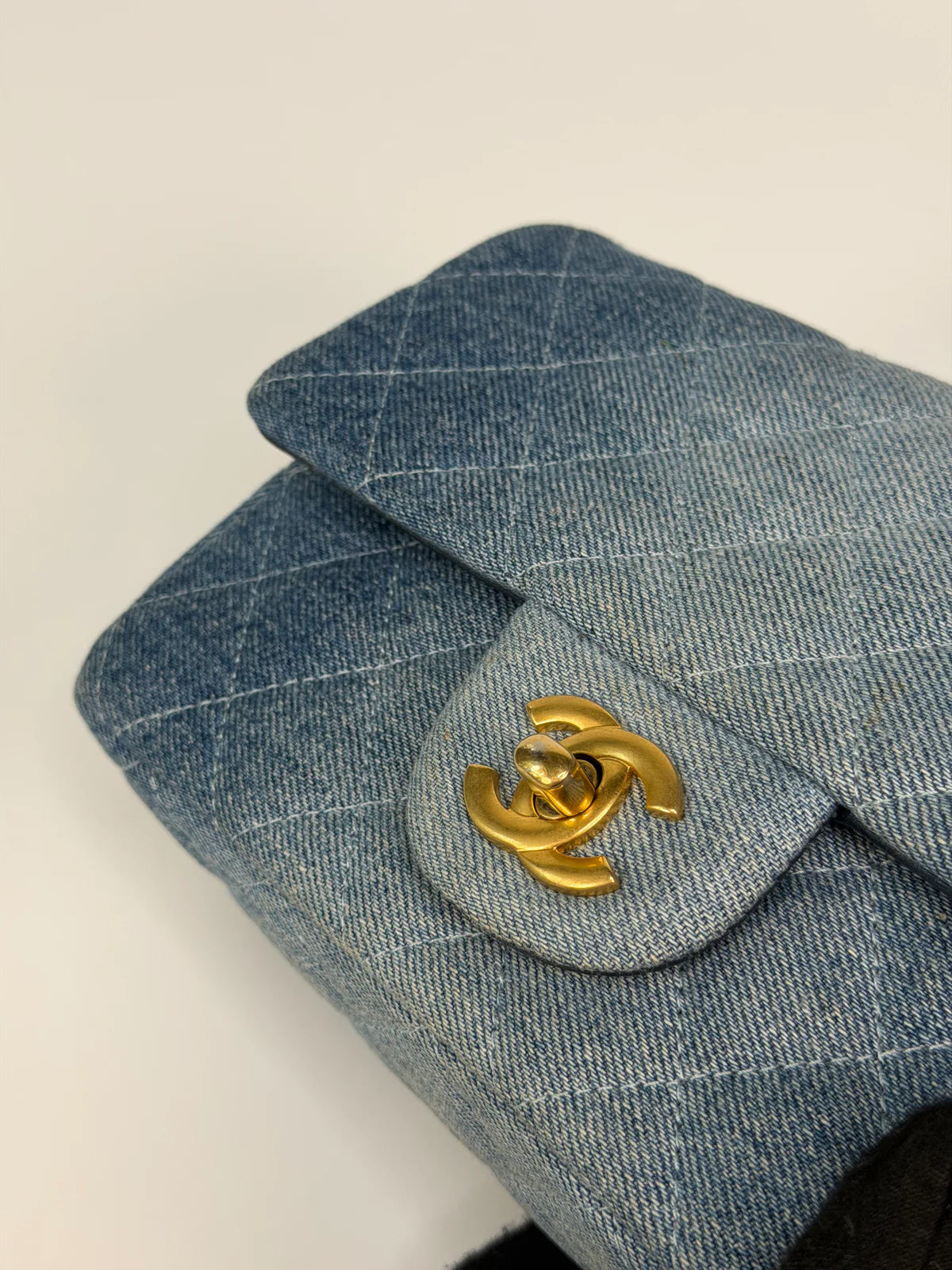 CHANEL MINI RECTANGLE IN BLUE DENIM WITH GOLD HARDWARE