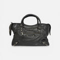BALENCIAGA MEDIUM LE CITY BAG IN GREY LEATHER WITH SILVER HARDWARE