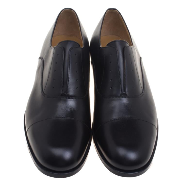 Hermes Black Leather Napoli Derby Size 44