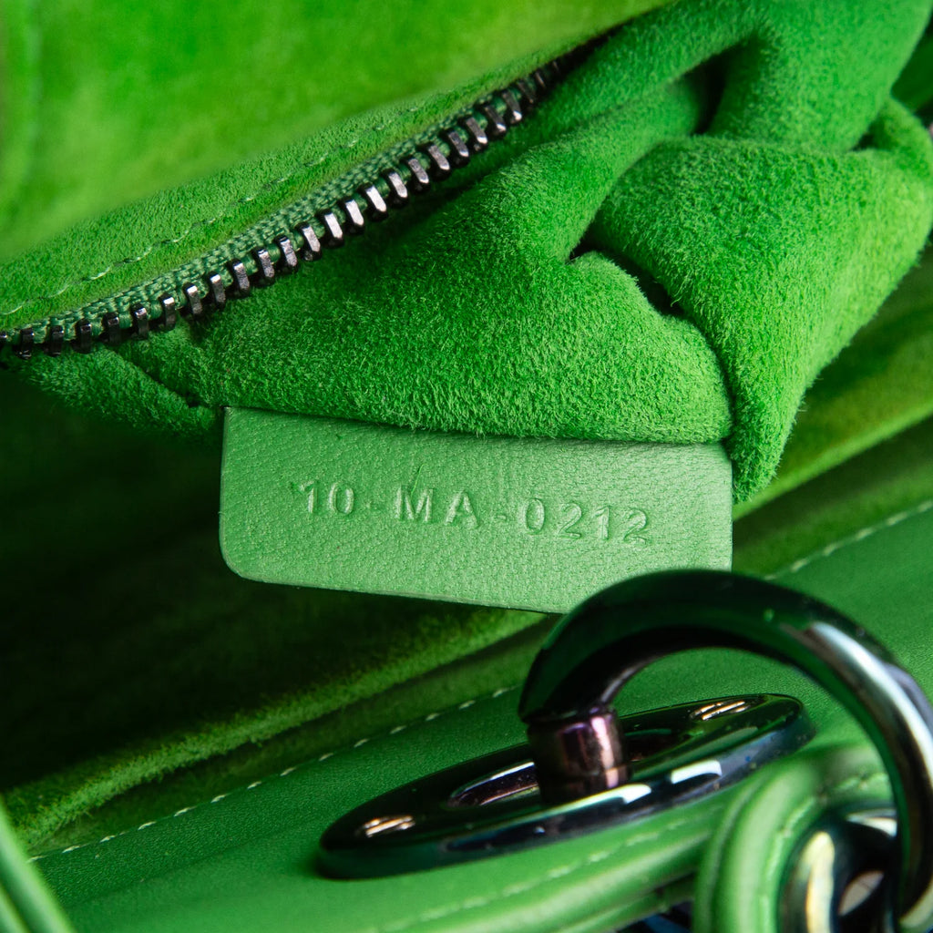 Christian Dior 2022 Green Cannage Lambskin Leather Small Lady Dior Bag