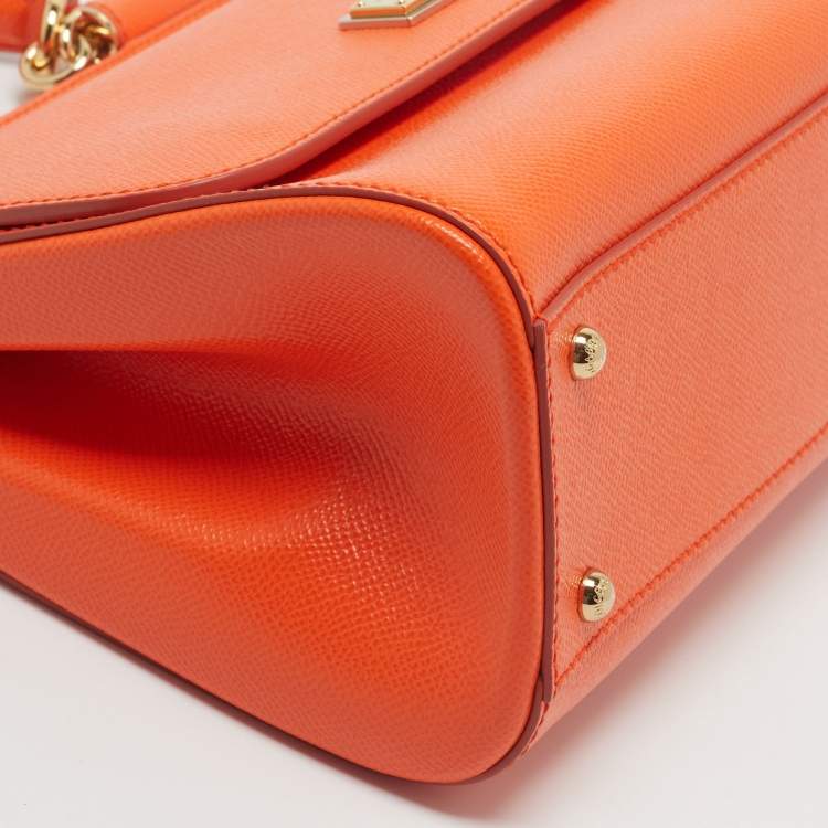 Dolce & Gabbana Miss Sicily Medium Orange Leather Top Handle Bag