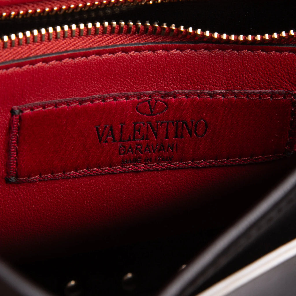 Valentino 2020 Black Nappa Leather Medium Rockstud Butterfly Embroidered Spike Shoulder Bag
