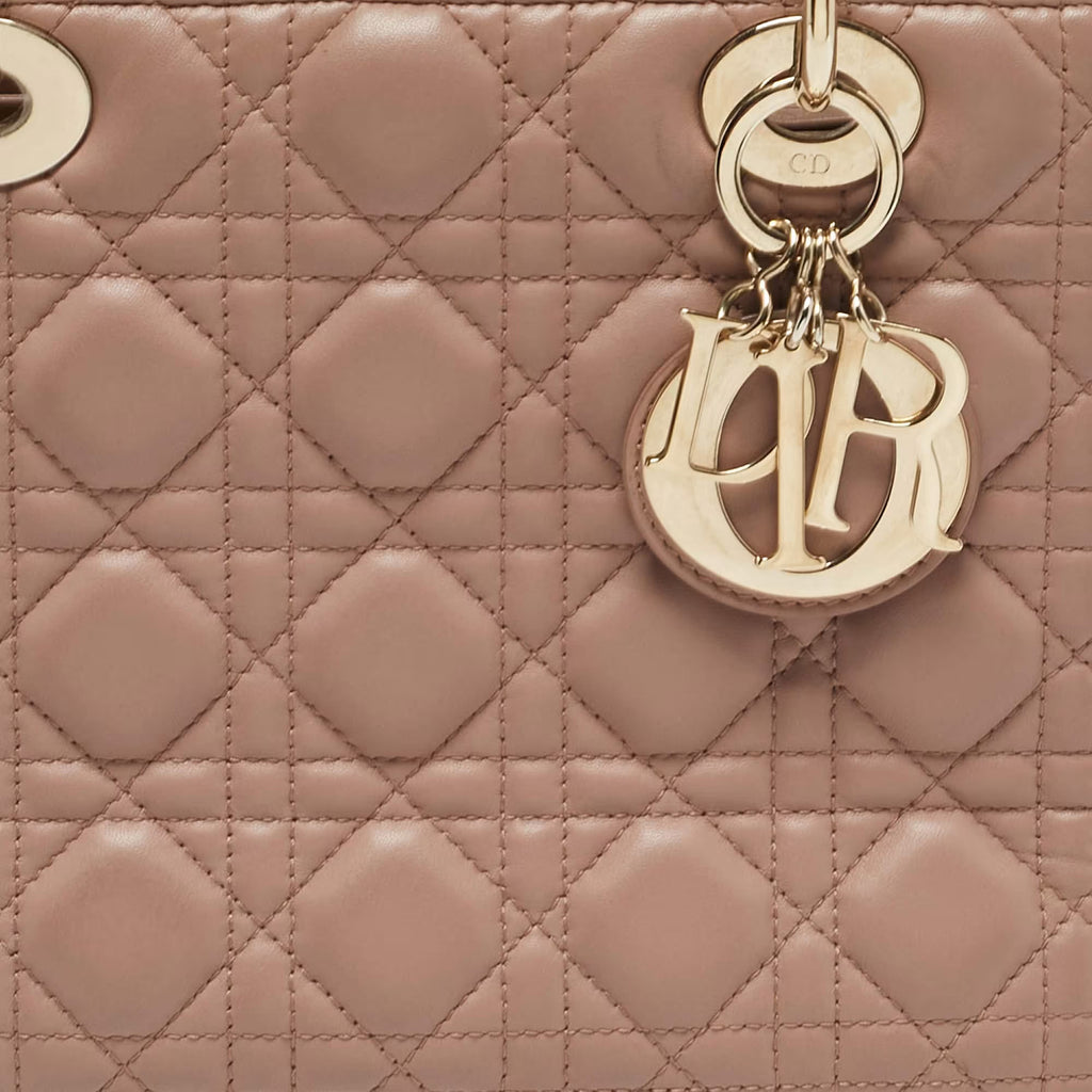 Dior Lady Dior Medium Beige Leather Tote Bag