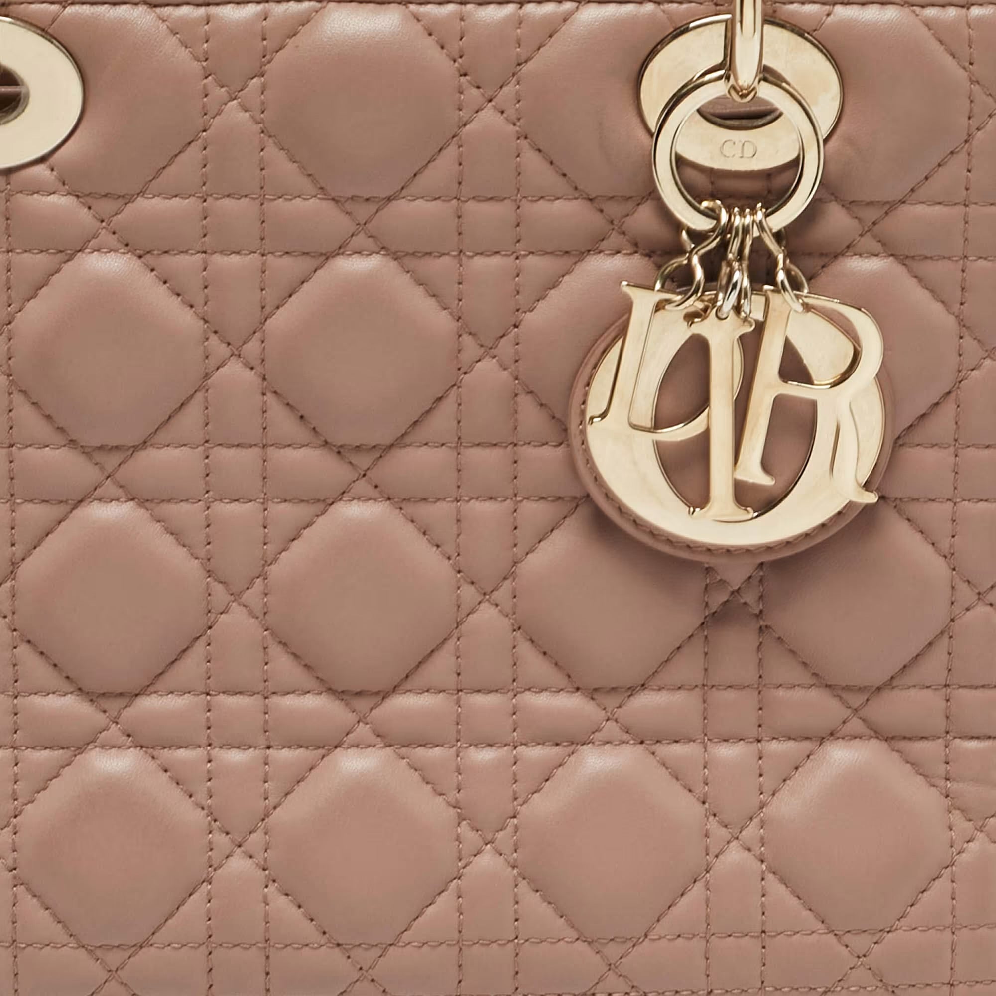 Dior Lady Dior Medium Beige Leather Tote Bag