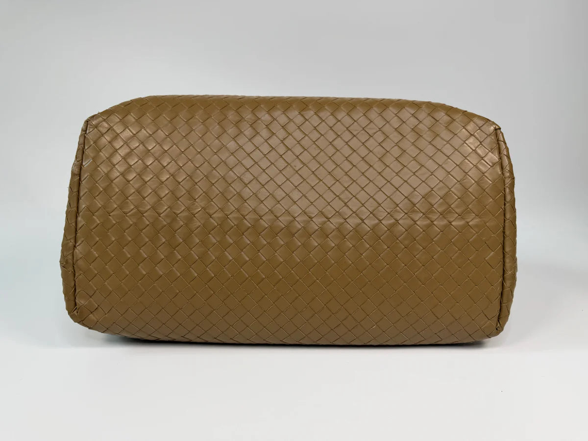 BOTTEGA VENETA MEDIUM ROMA TOTE BEIGE LEATHER GUNMETAL HARDWARE