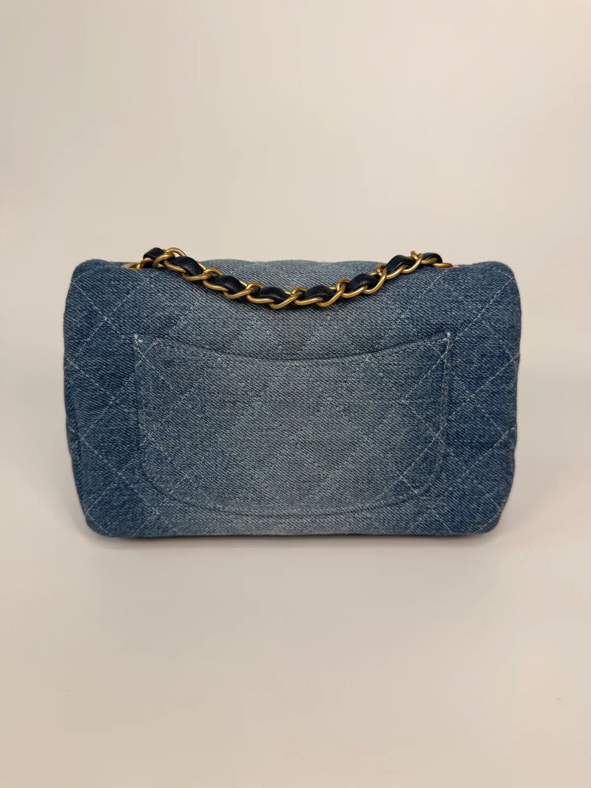 CHANEL MINI RECTANGLE IN BLUE DENIM WITH GOLD HARDWARE