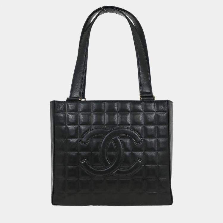Chanel Black Lambskin Choco Bar Tote Bag