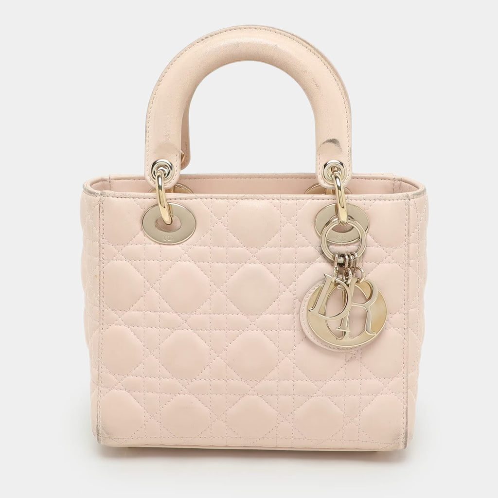 Dior Beige Cannage Leather Small Lady Dior My ABCDior Tote