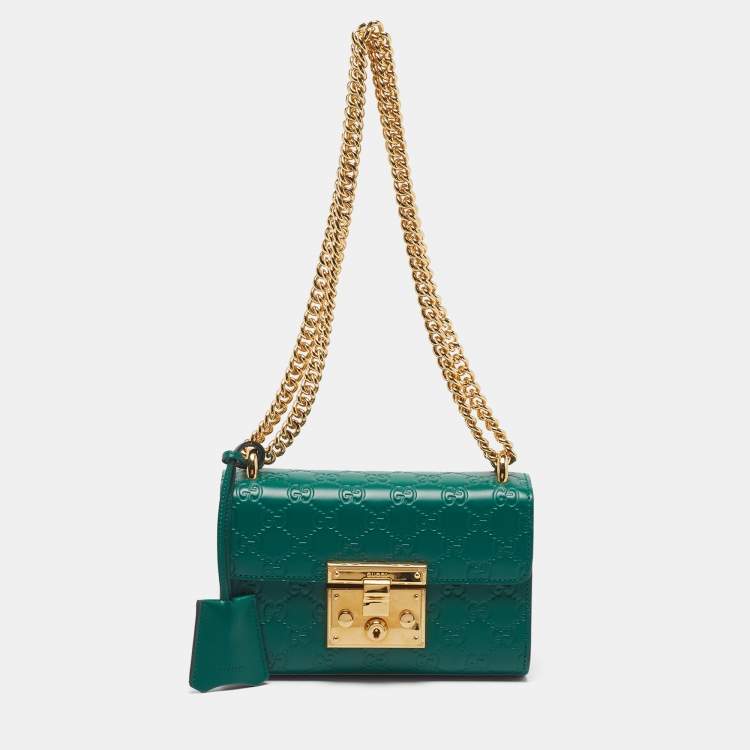 Gucci Padlock Small Green Guccisima Leather Shoulder Bag