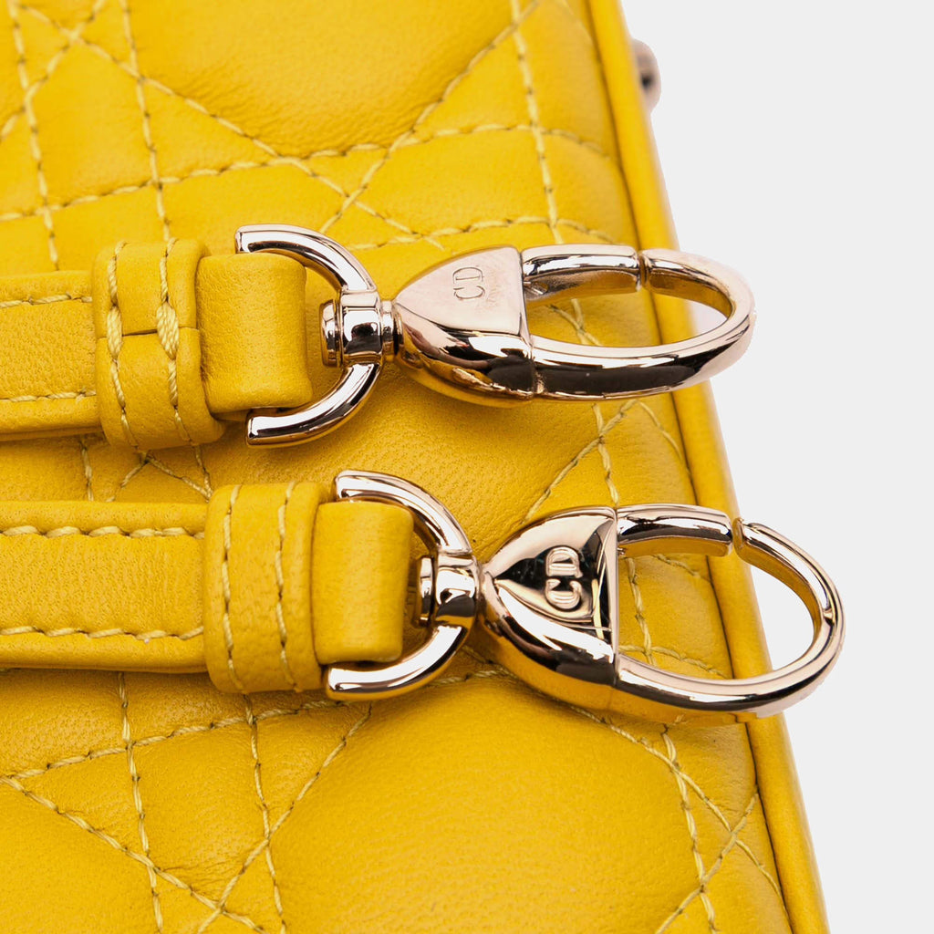 Dior Yellow Micro Lambskin Cannage Lady Dior