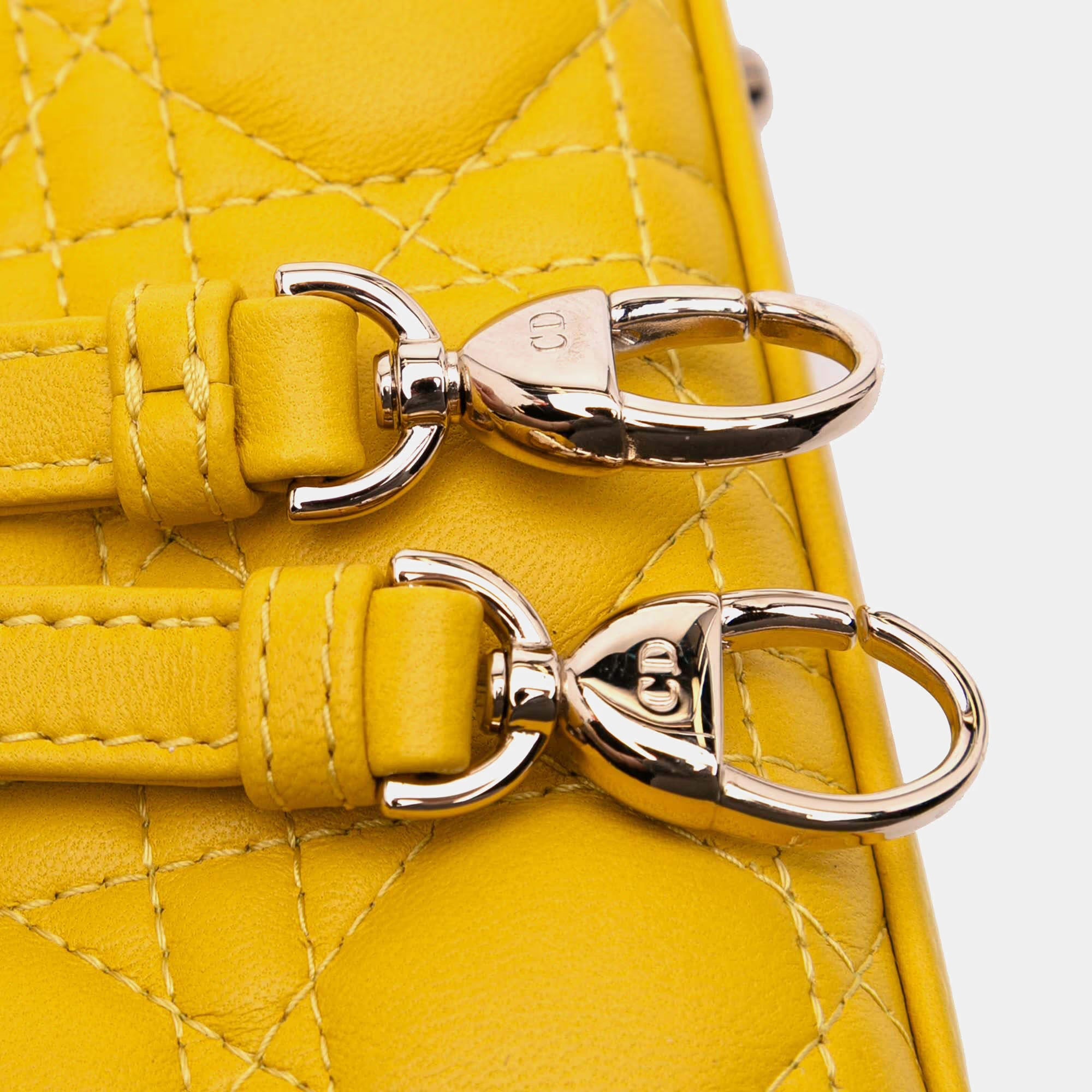 Dior Yellow Micro Lambskin Cannage Lady Dior
