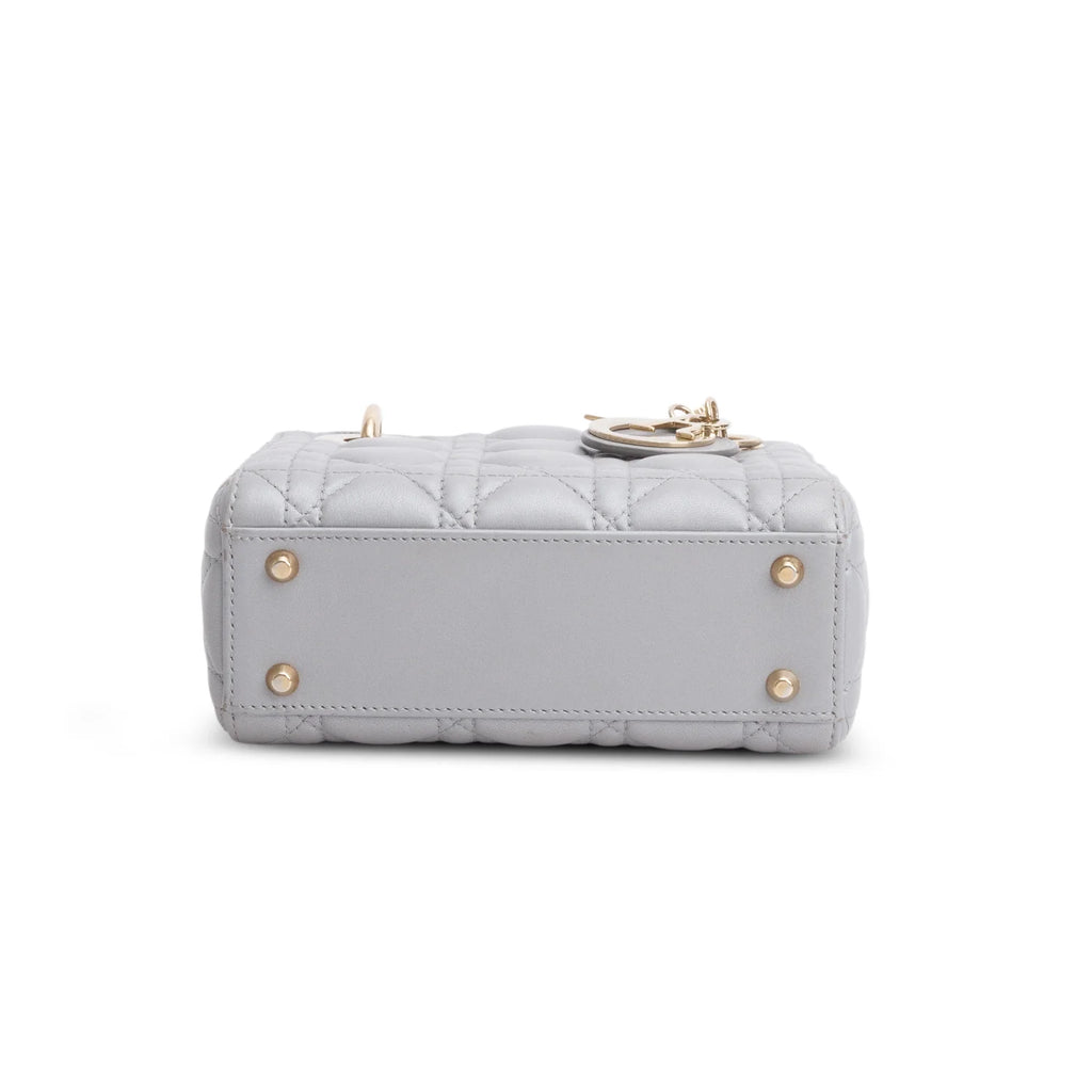Christian Dior Grey Cannage Leather Mini Lady Dior Bag