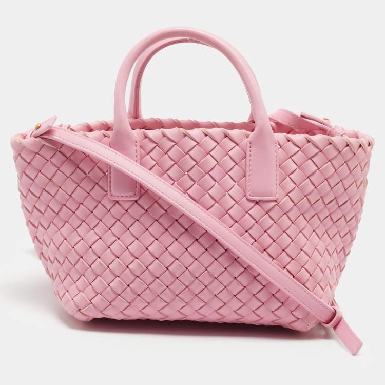 Bottega Veneta Cabat Mini Pink Intrecciato Leather Tote