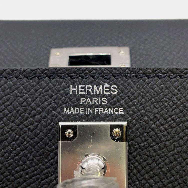 Hermes Kelly Sellier Black Epsom Size 25