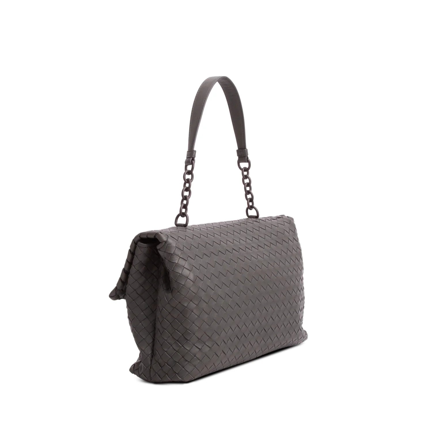 Bottega Veneta Grey Nappa Intrecciato Medium Olimpia Shoulder Bag