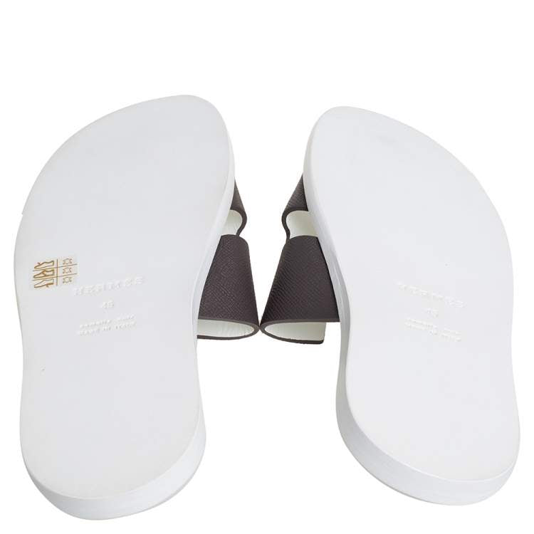 Hermes Brown Leather Izmir Sandals Size 45