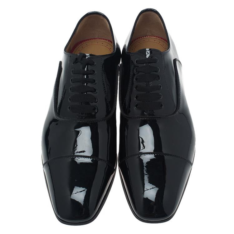 Christian Louboutin Black Patent Greggo Flat Oxfords Size 41