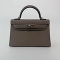 HERMÉS MINI KELLY GRIS ASPHALT IN EPSOM LEATHER WITH PHW