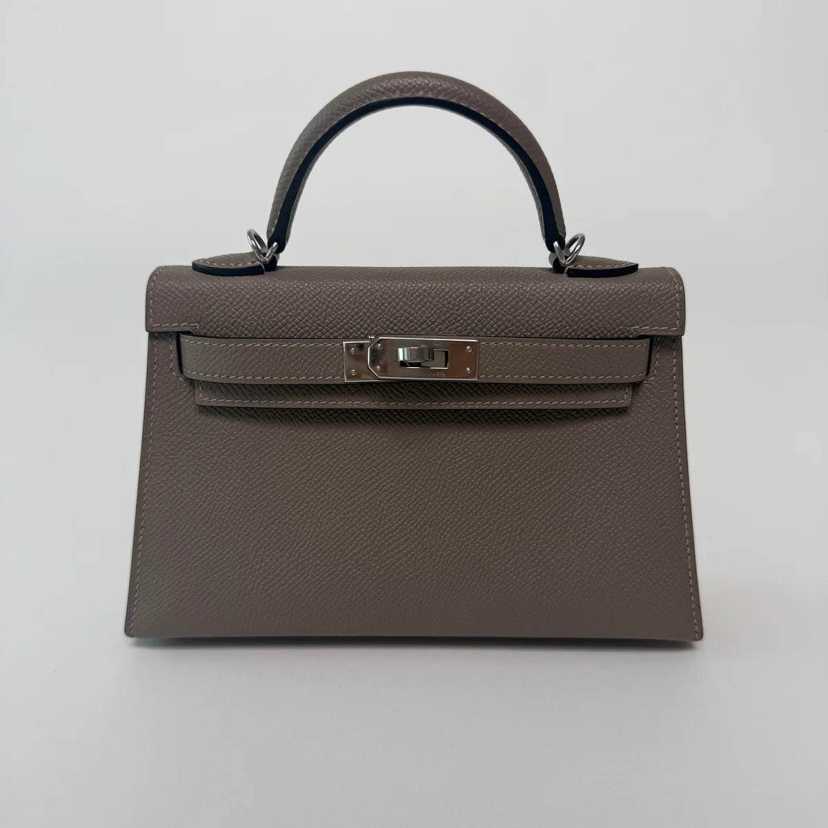 HERMÉS MINI KELLY GRIS ASPHALT IN EPSOM LEATHER WITH PHW