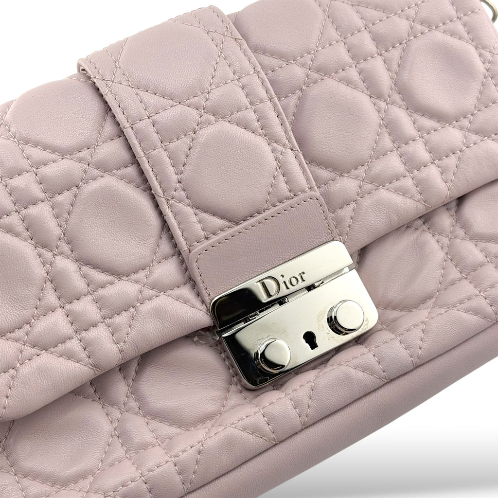 Christian Dior Light Pink Cannage Quilted Leather Miss Dior Promenade Crossbody Clutch Bag