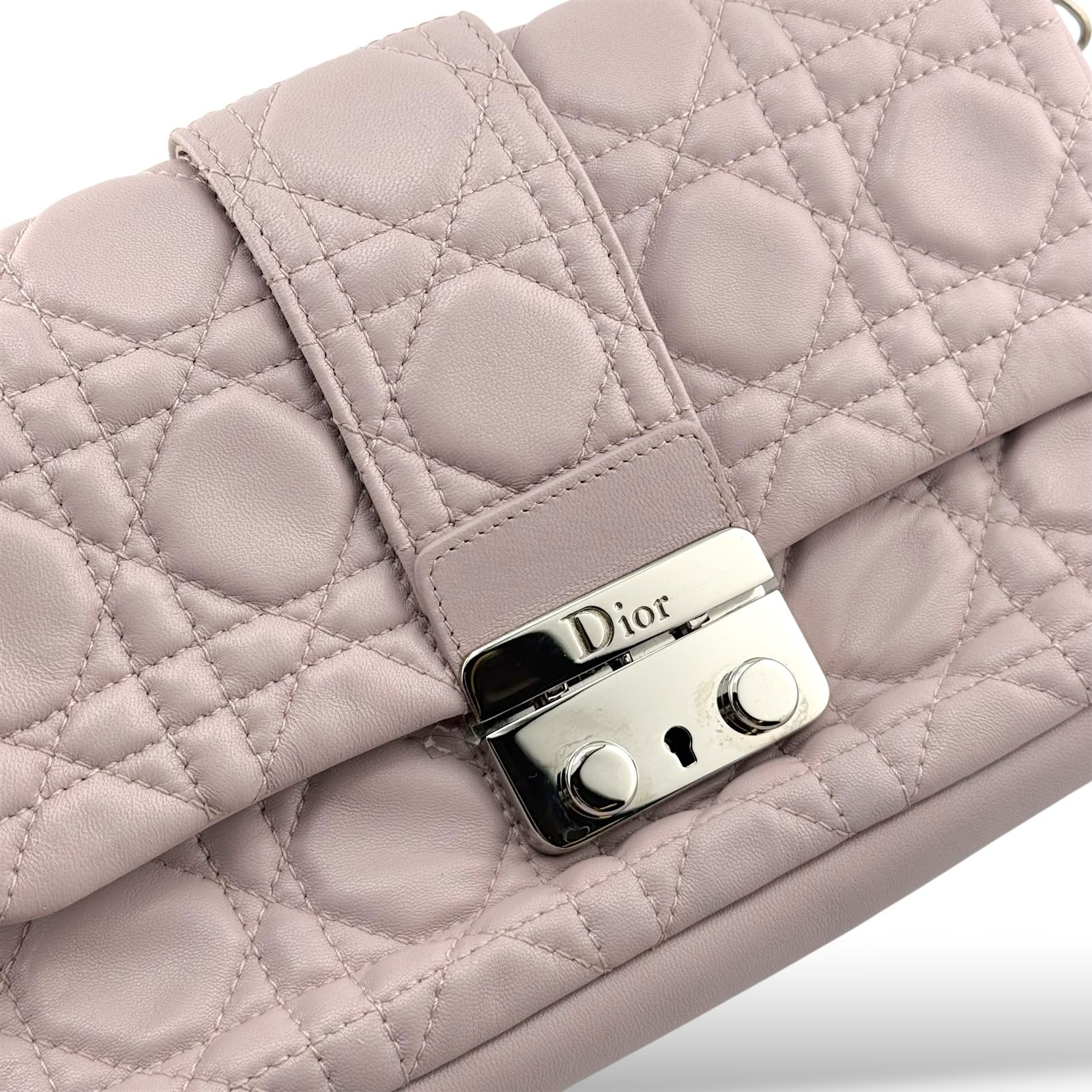 Christian Dior Light Pink Cannage Quilted Leather Miss Dior Promenade Crossbody Clutch Bag