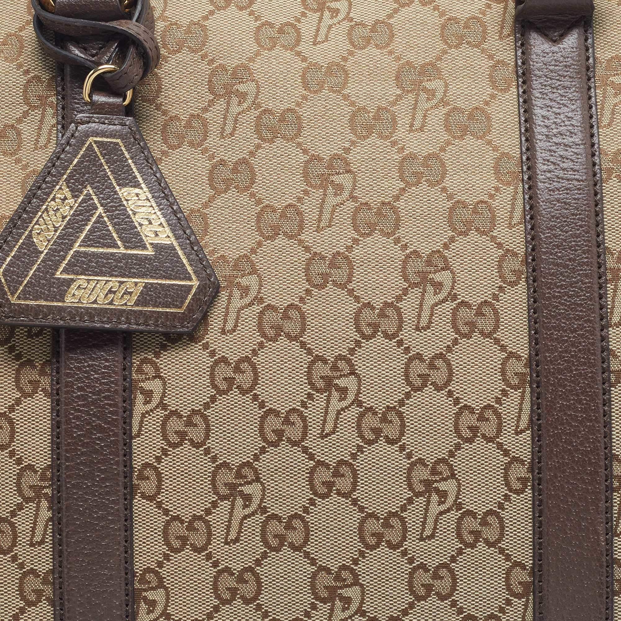 Gucci Palace Brown/Beige GG Canvas and Leather Duffel Bag
