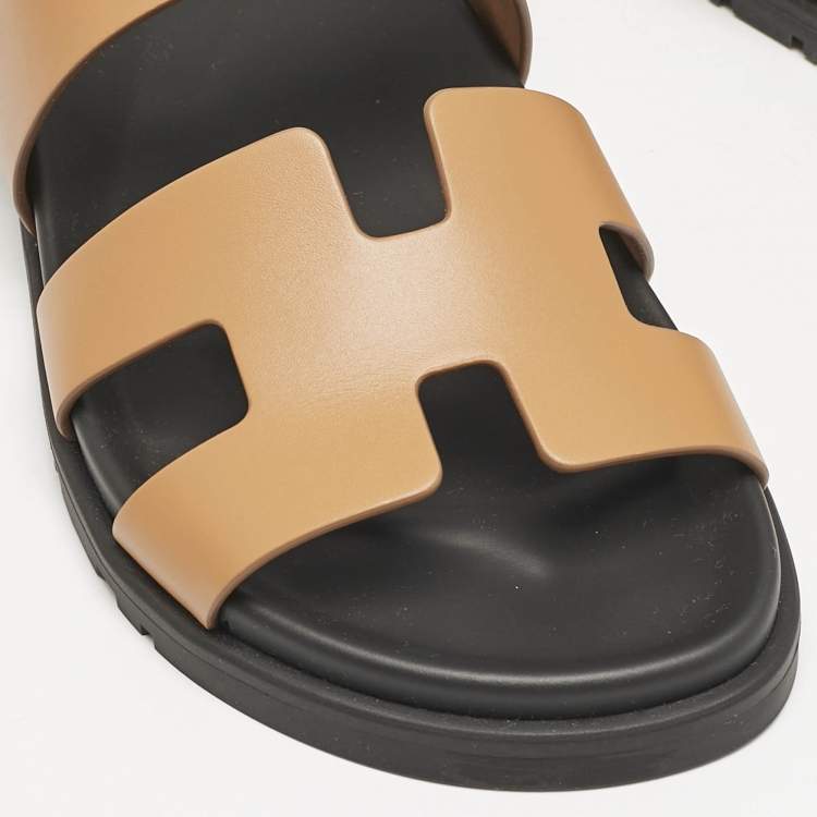 Hermes Brown Leather Genius Sandals Size 37.5