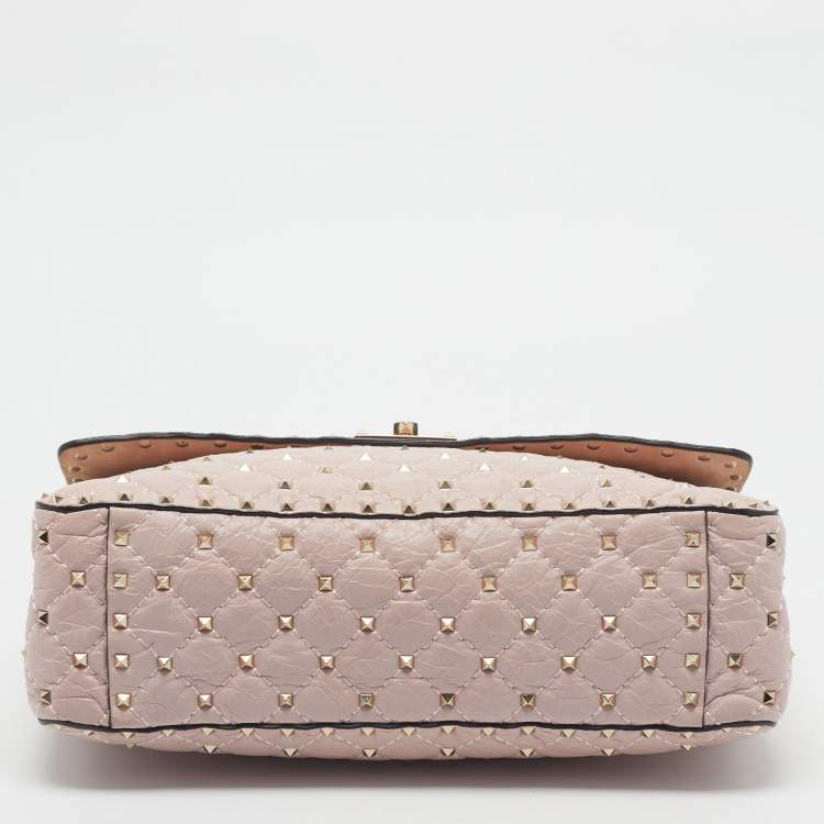 Valentino Rockstud Spike Large Pink Leather Top Handle Bag
