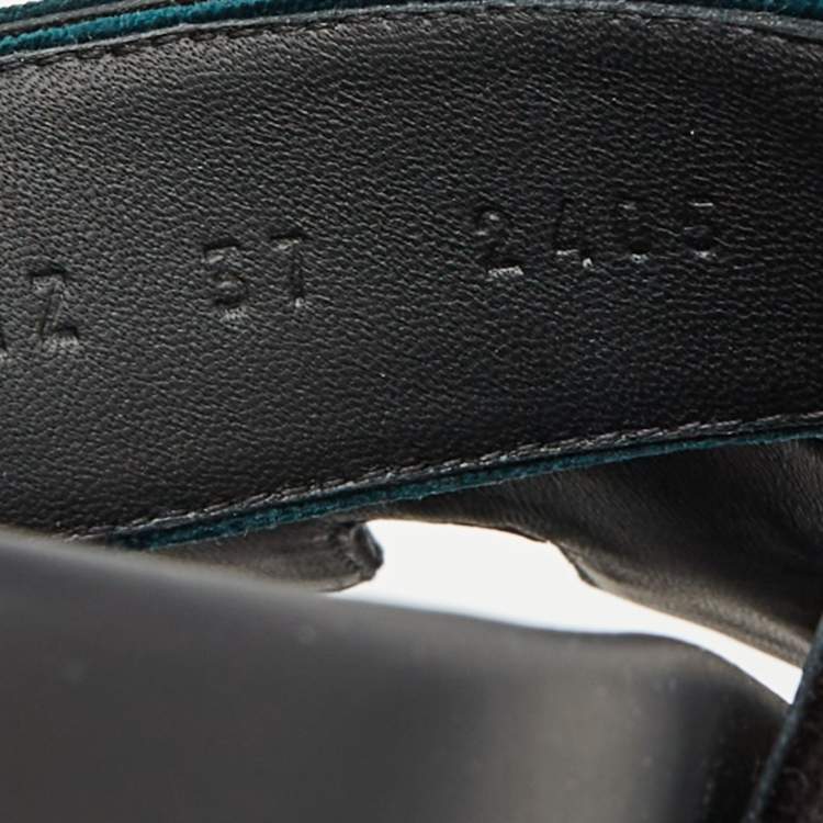 Hermes Black/Green Velvet Chypre Sandals Size 37