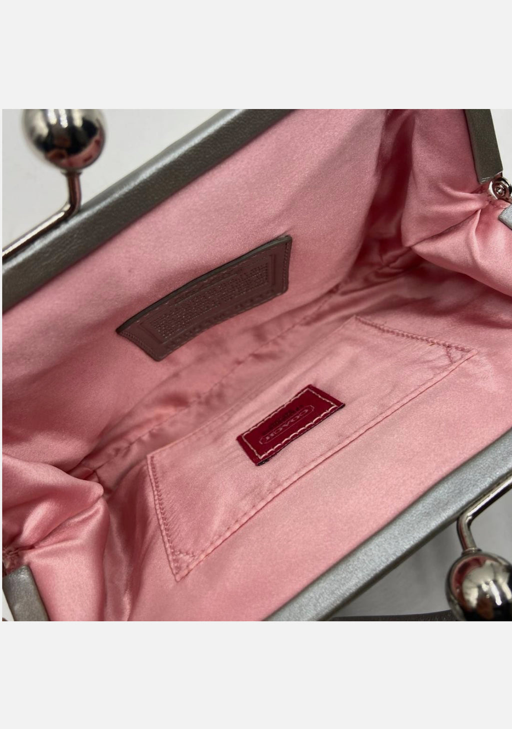 Coach Pink Canvas Leather Clutch Handbag