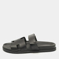 Hermès Black Leather Chypre Sandals Size 43