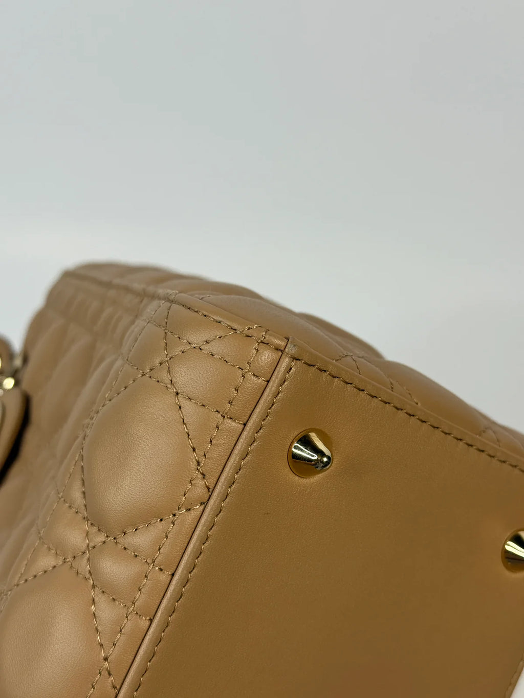 CHRISTIAN DIOR MEDIUM LADY DIOR BAG IN SAND WITH GOLD HARDWARE
