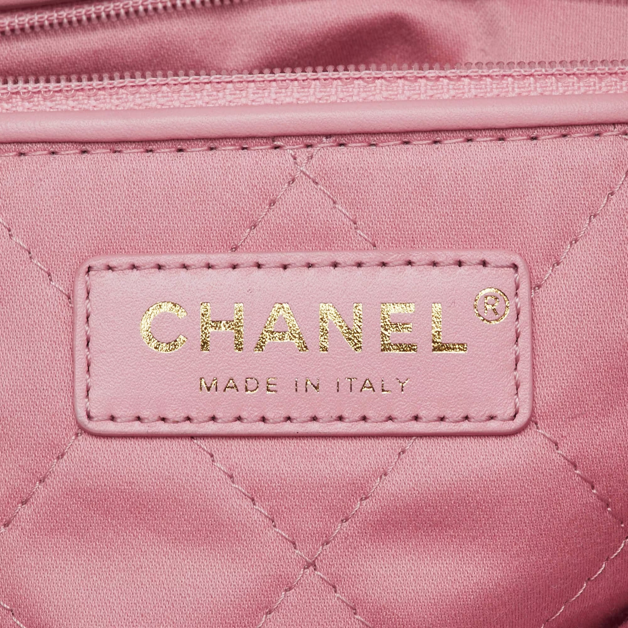 Chanel Light Pink Quilted Shiny Leather Small 22 Bag