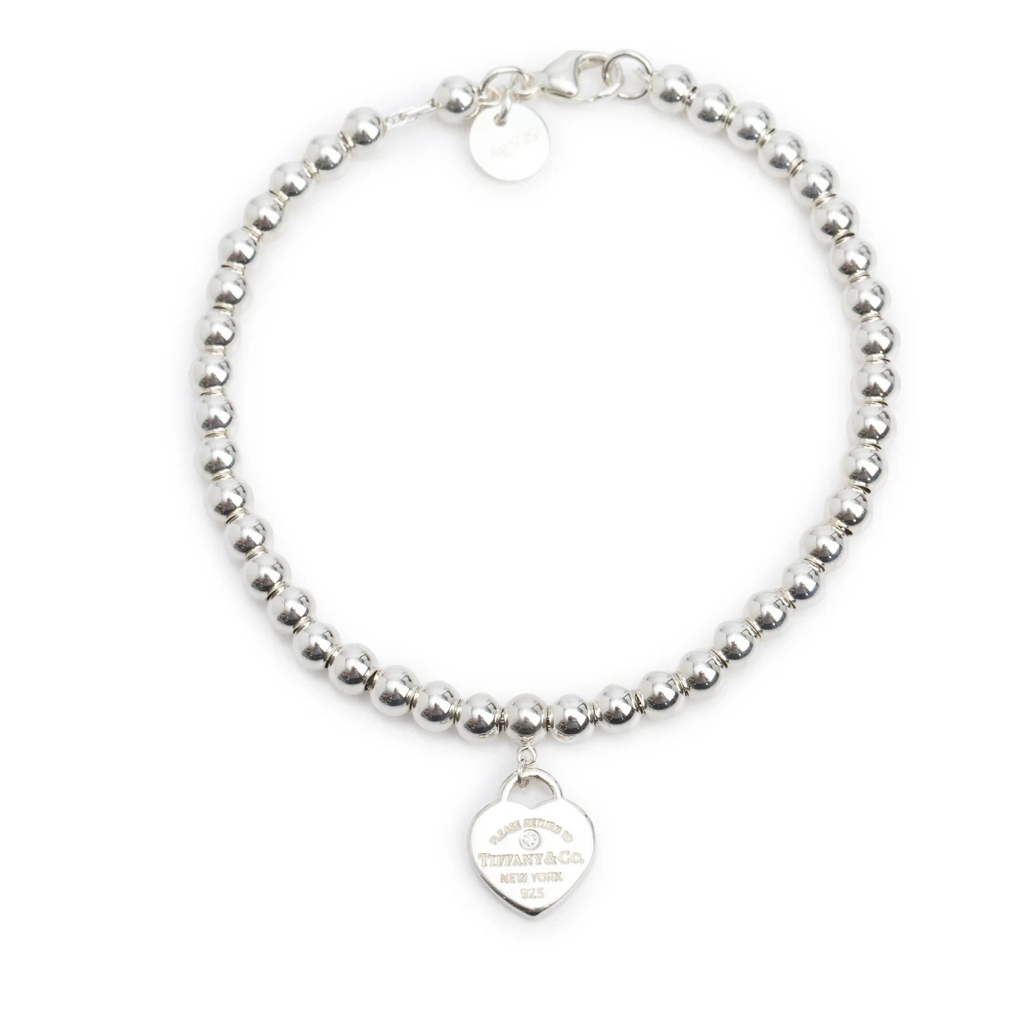 Tiffany & Co Return to Tiffany Mini Heart Tag 4 MM Bead Bracelet withe Red Enamel