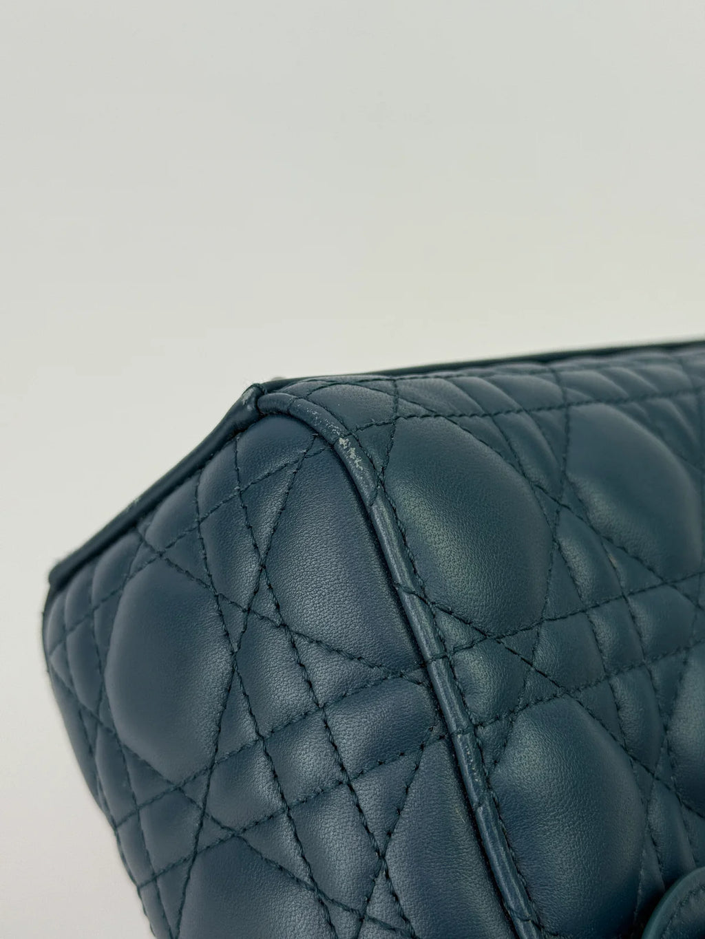 CHRISTIAN DIOR LADY DIOR SMALL BAG IN DENIM BLUE WITH SILVER HARDWARE