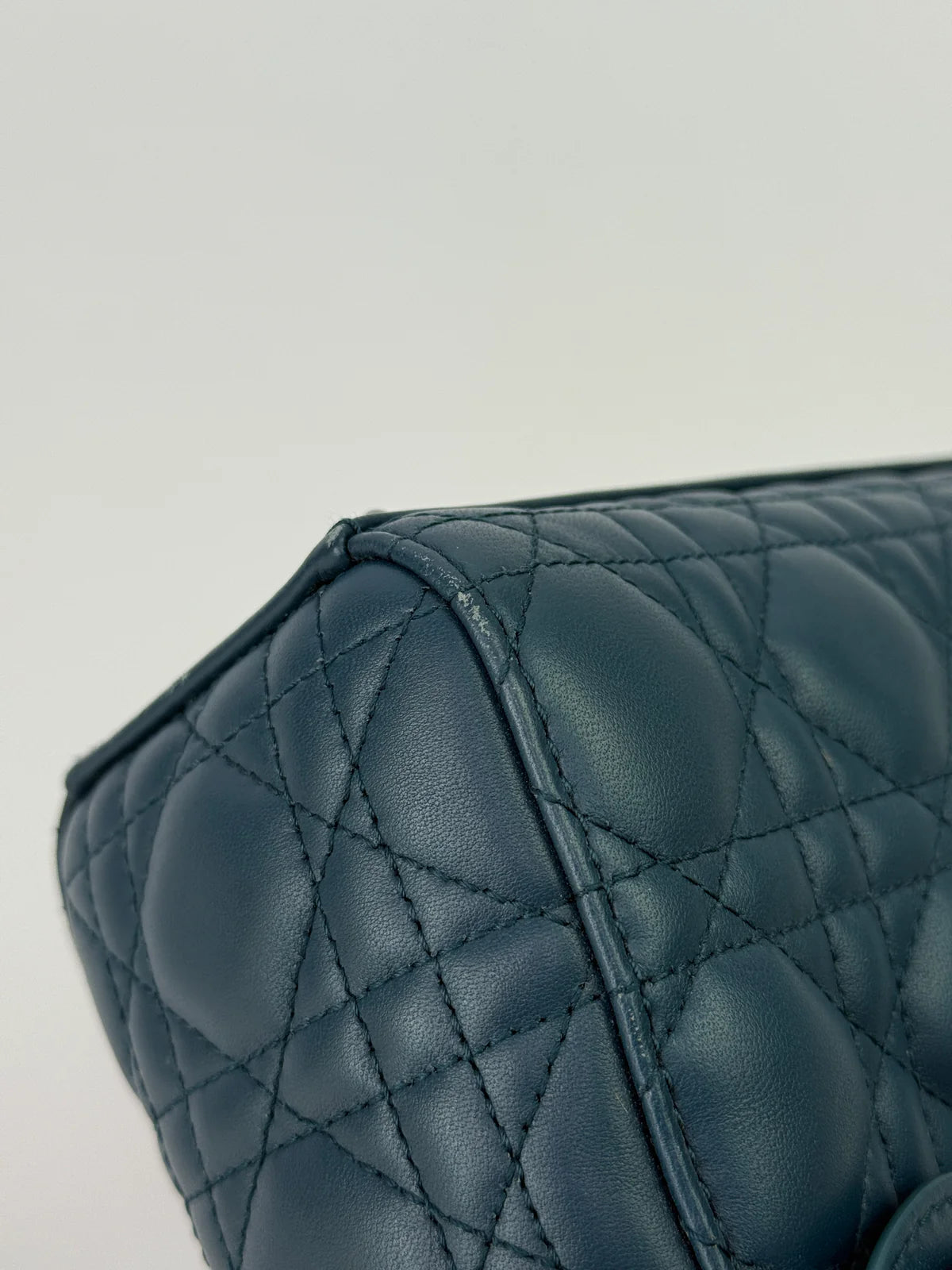 CHRISTIAN DIOR LADY DIOR SMALL BAG IN DENIM BLUE WITH SILVER HARDWARE
