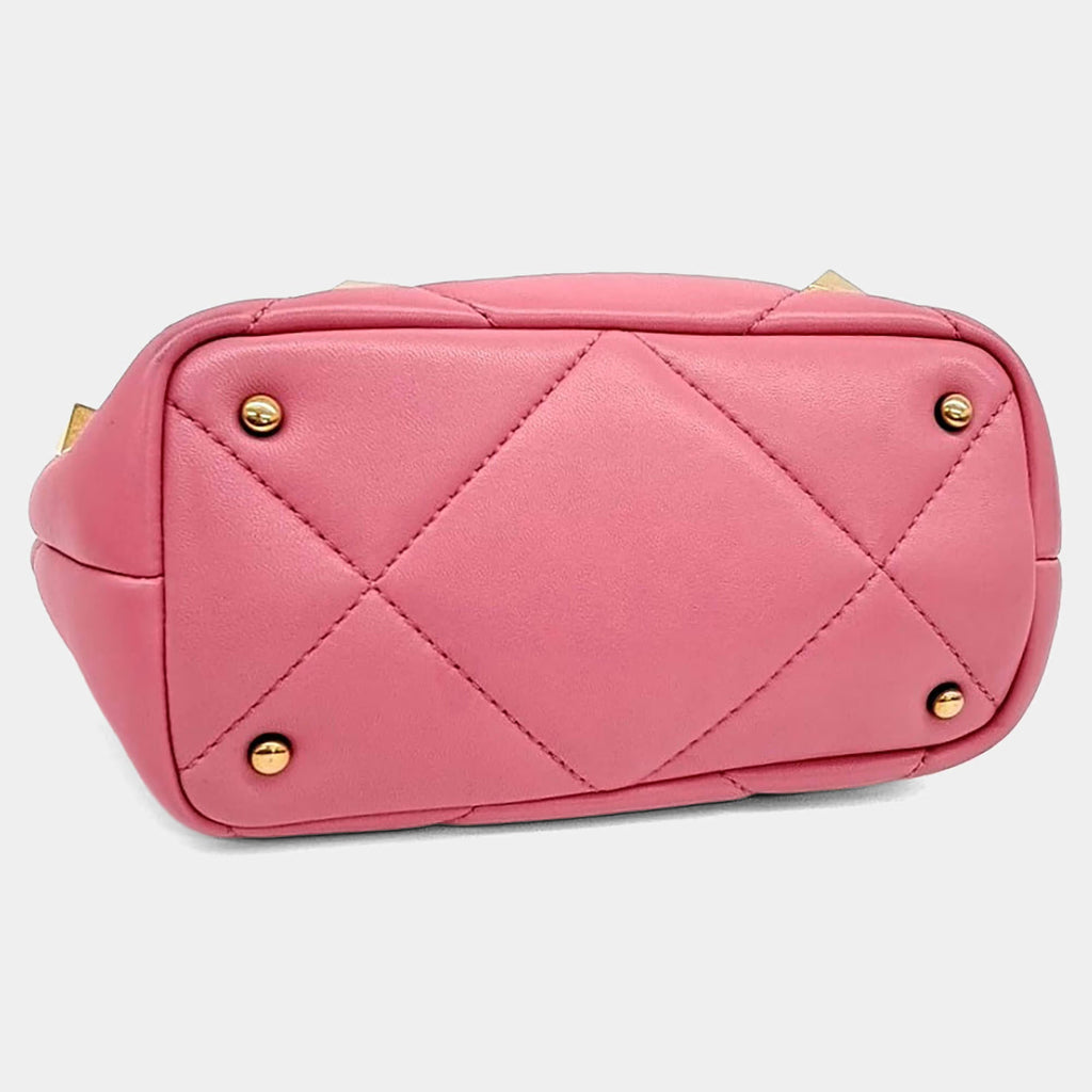 Valentino Pink Leather Rockstud Tote and Shoulder Bag