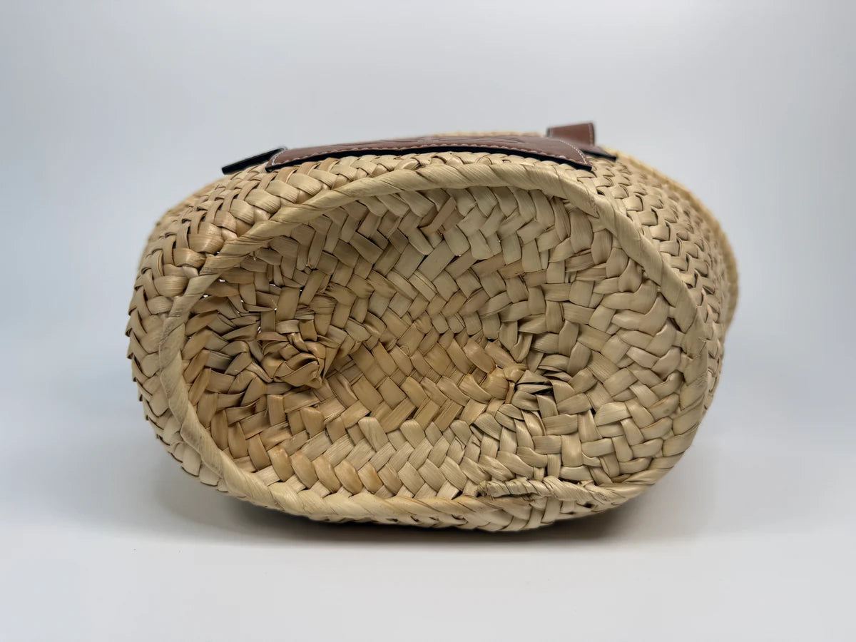 LOEWE WOVEN RAFFIA MINI BASKET BAG