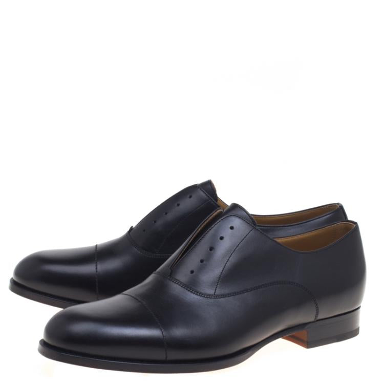 Hermes Black Leather Napoli Derby Size 44