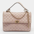 Valentino Rockstud Spike Large Pink Leather Top Handle Bag